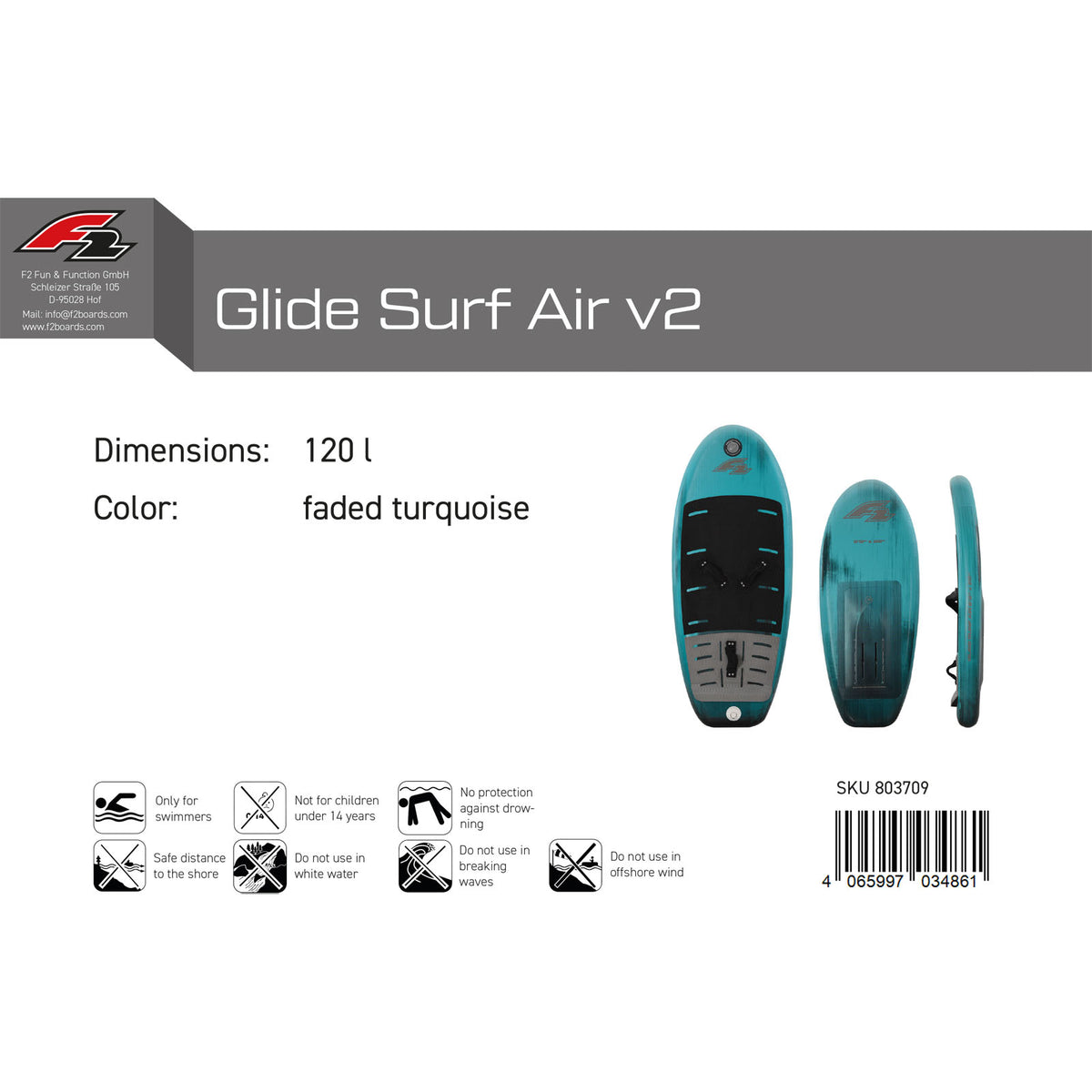 F2 Set Glide Surf Air + LTD Allround Foil + Glide Allround Wing Größen wählbar