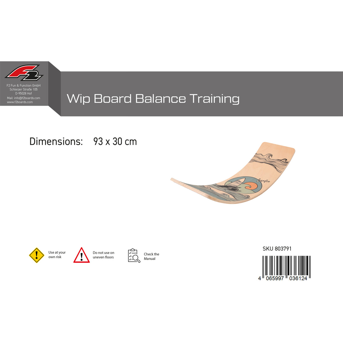 F2 Balance Board Wip Board Balance Training 93x30cm