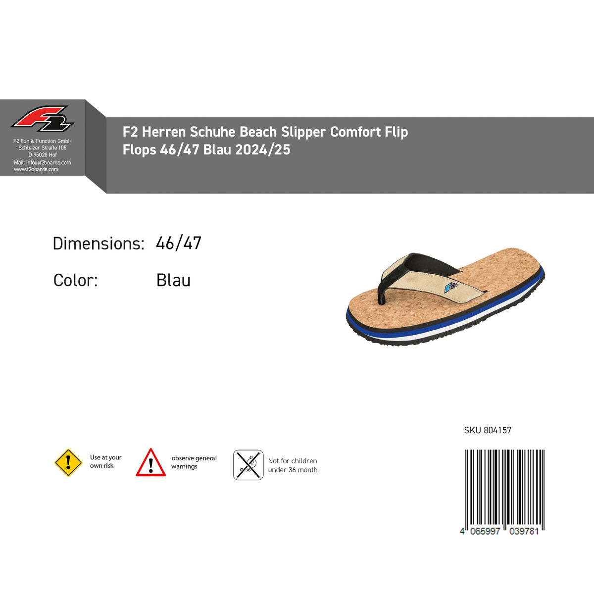 F2 Herren Schuhe Beach Slipper Comfort Flip Flops Farbe/Größe wählbar