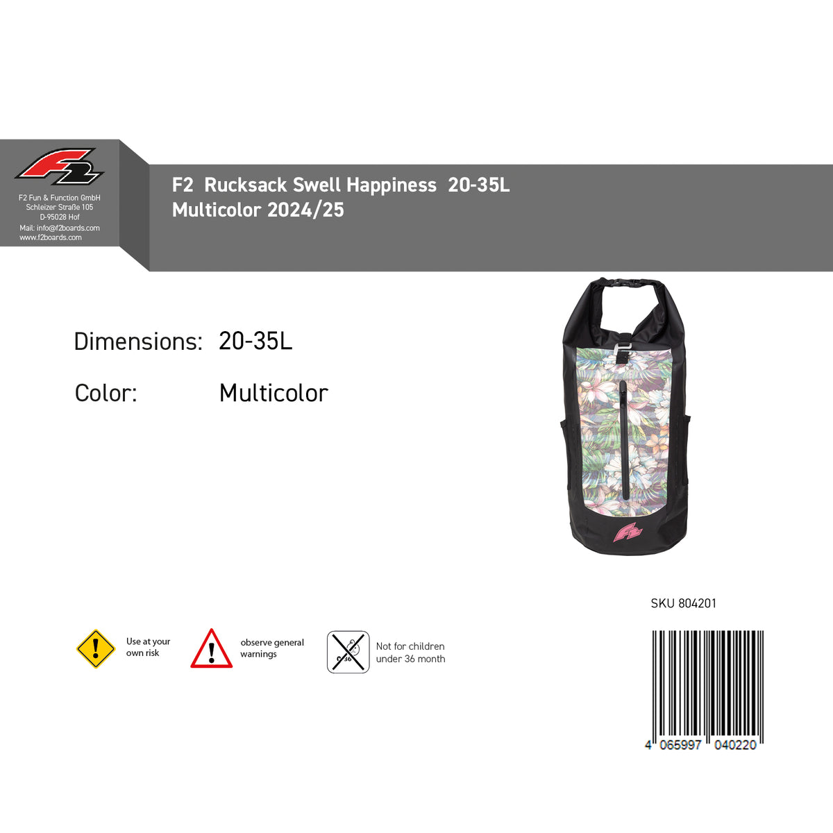 F2 Tasche Swell - Rucksack 20-35 L Happiness/Pinstripe Farbe wählbar