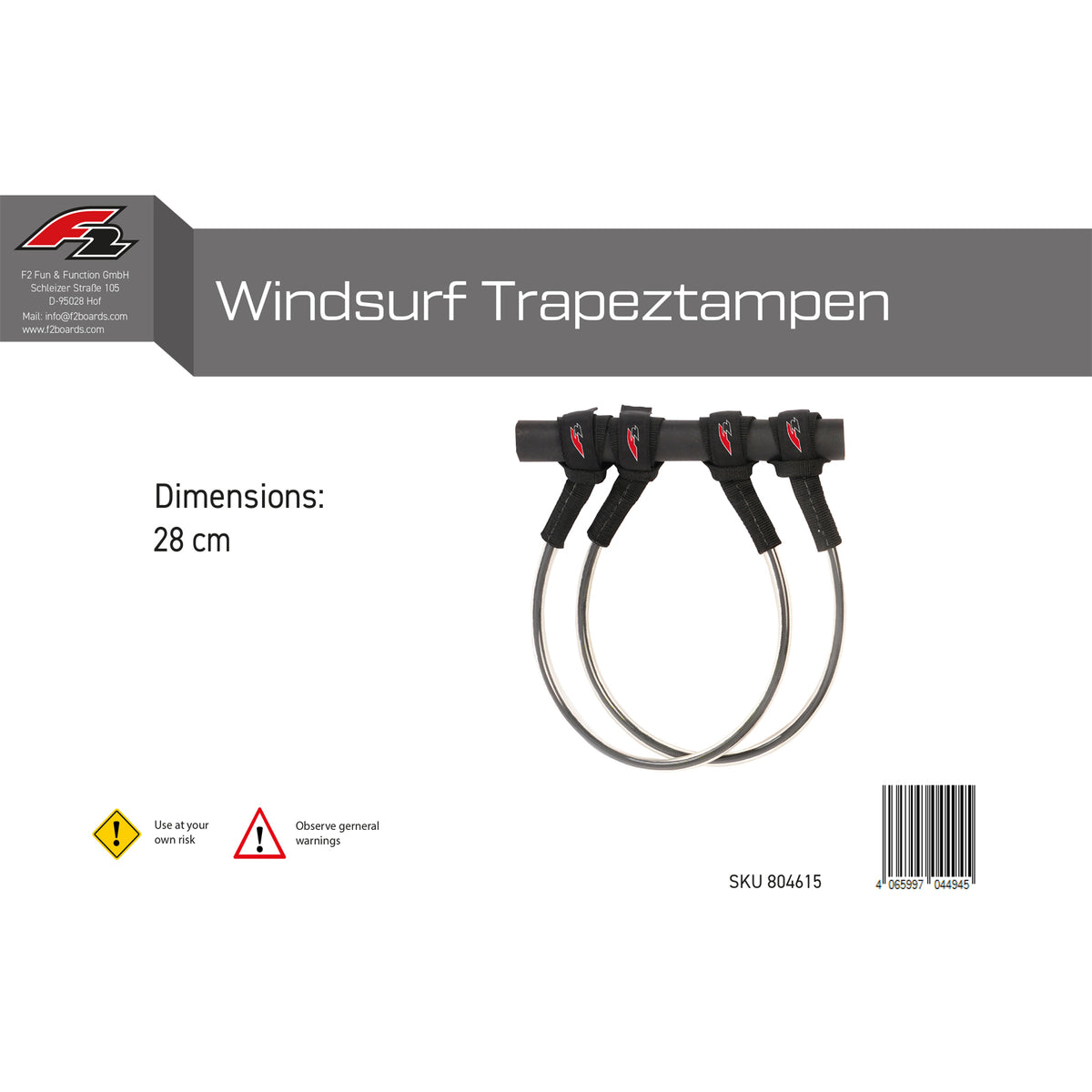 F2 Windsurf Harness Lines Fixed 22-34 cm selectable Black
