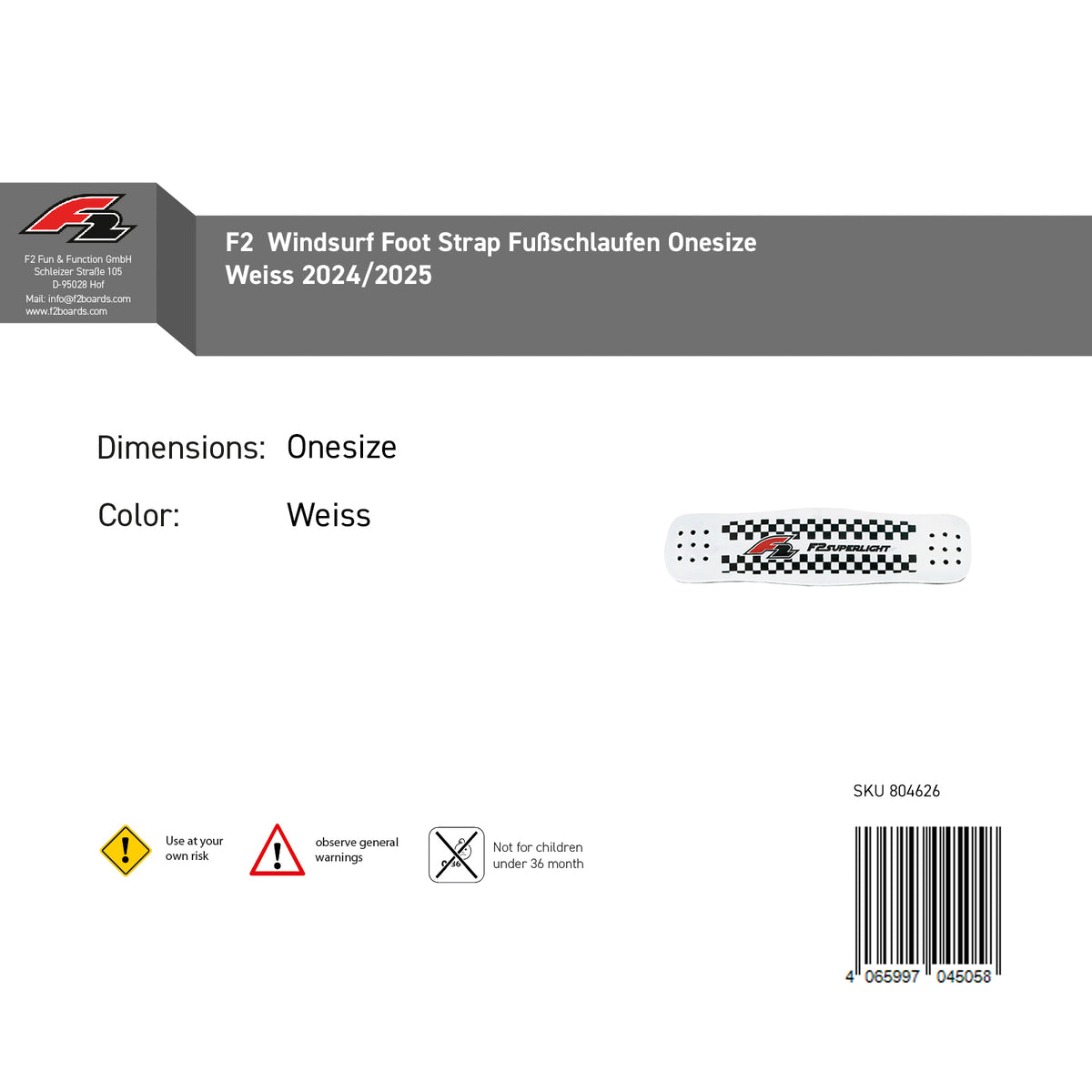 F2 Windsurf Footstraps One Size Color selectable