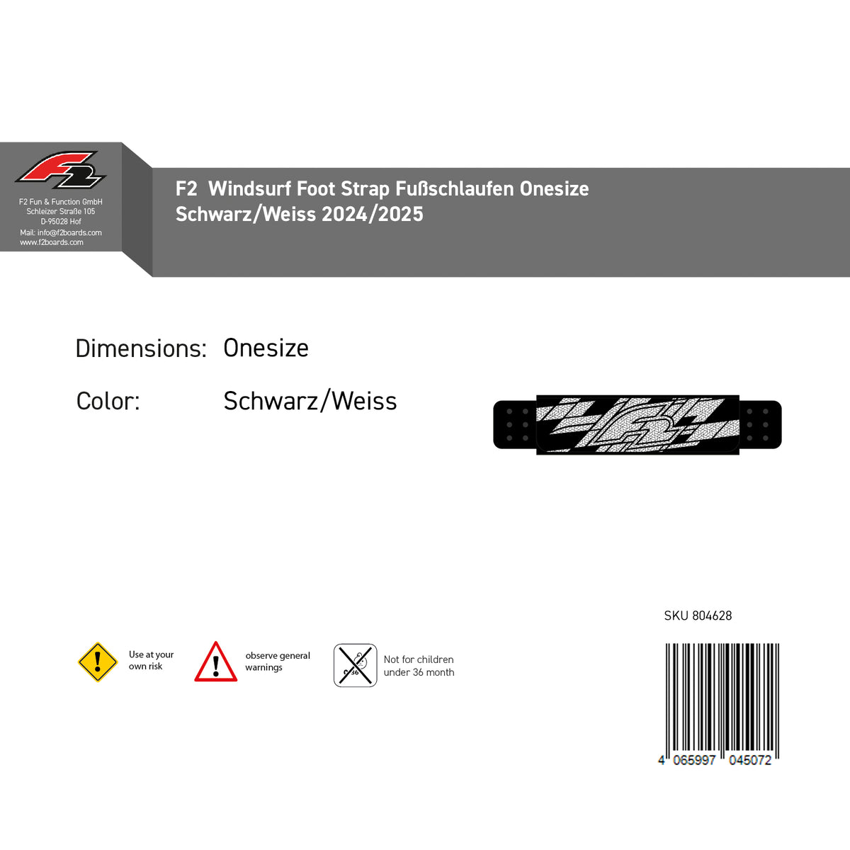 F2 Windsurf Footstraps One Size Color selectable