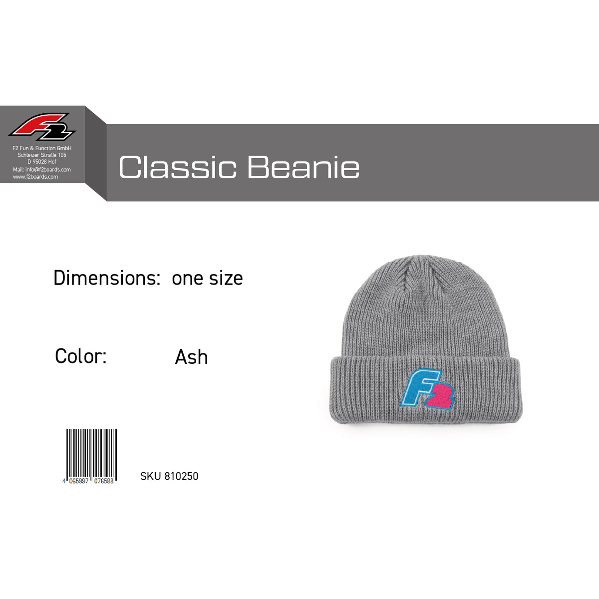 F2 Retro Classic Beanie One Size - color selectable
