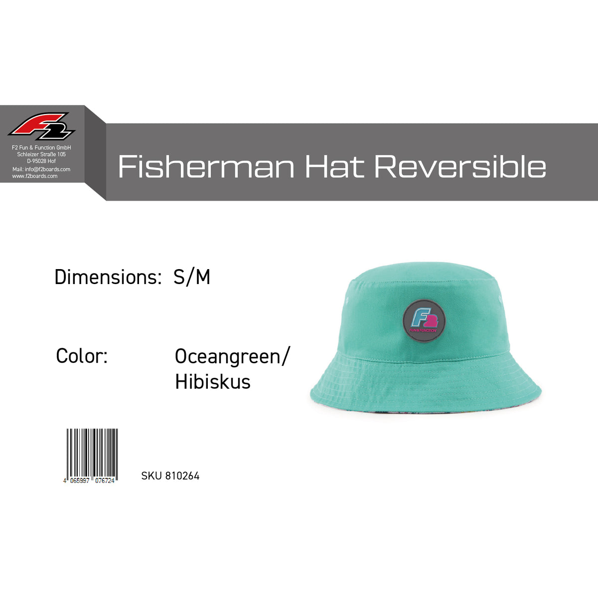 F2 Retro Fisherman Hat Reversible Hat - size/color selectable