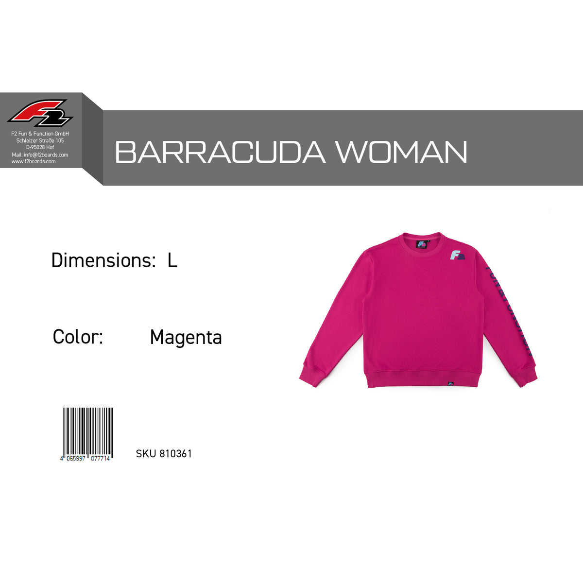 F2 Retro Barracuda Pullover Women's Magenta - Size selectable
