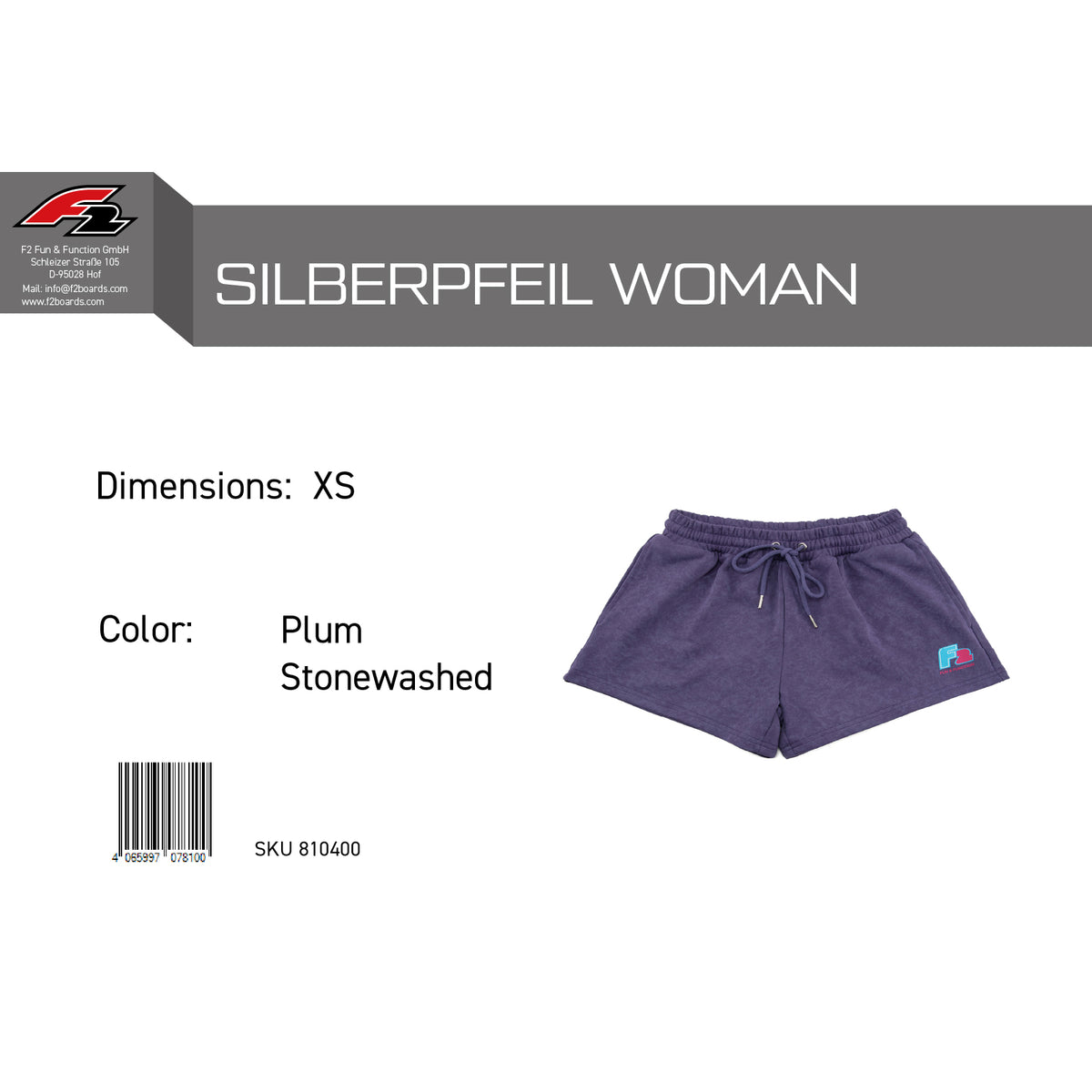 F2 Retro Silberpfeil Shorts Plum Stonewashed Women's Sweatshorts - Size selectable