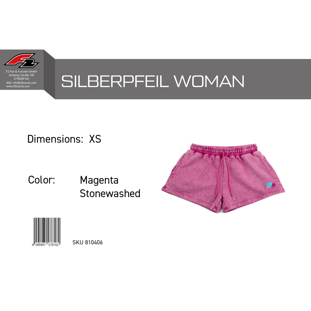 F2 Retro Silver Arrow Shorts Magenta Stonewashed Women's Sweat Shorts - Size selectable