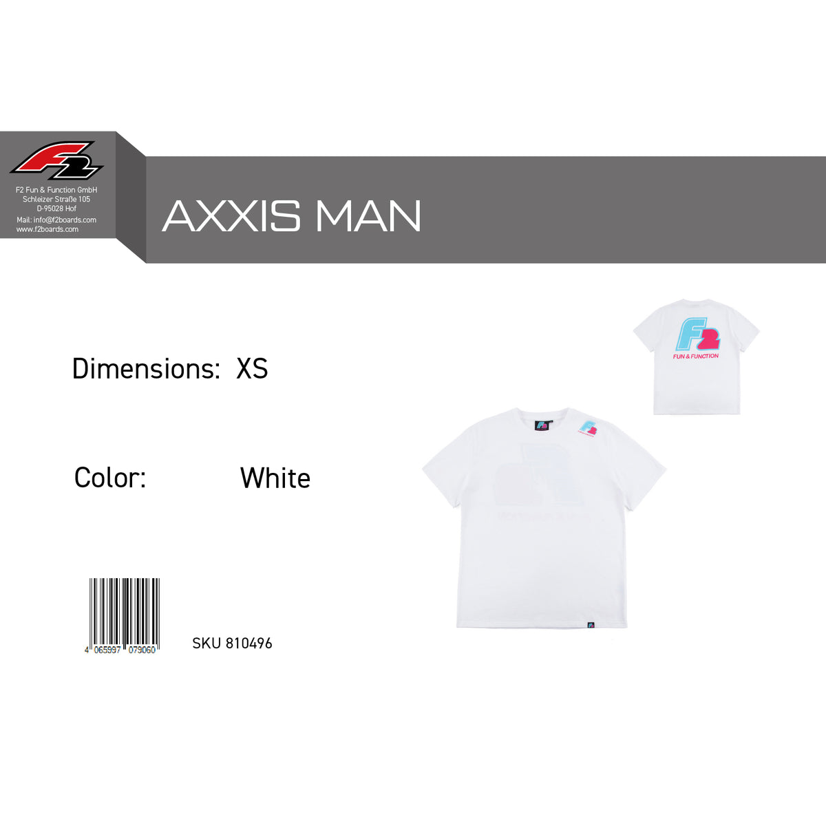 F2 Retro T-Shirt Axxis Unisex T-Shirt White - Size selectable