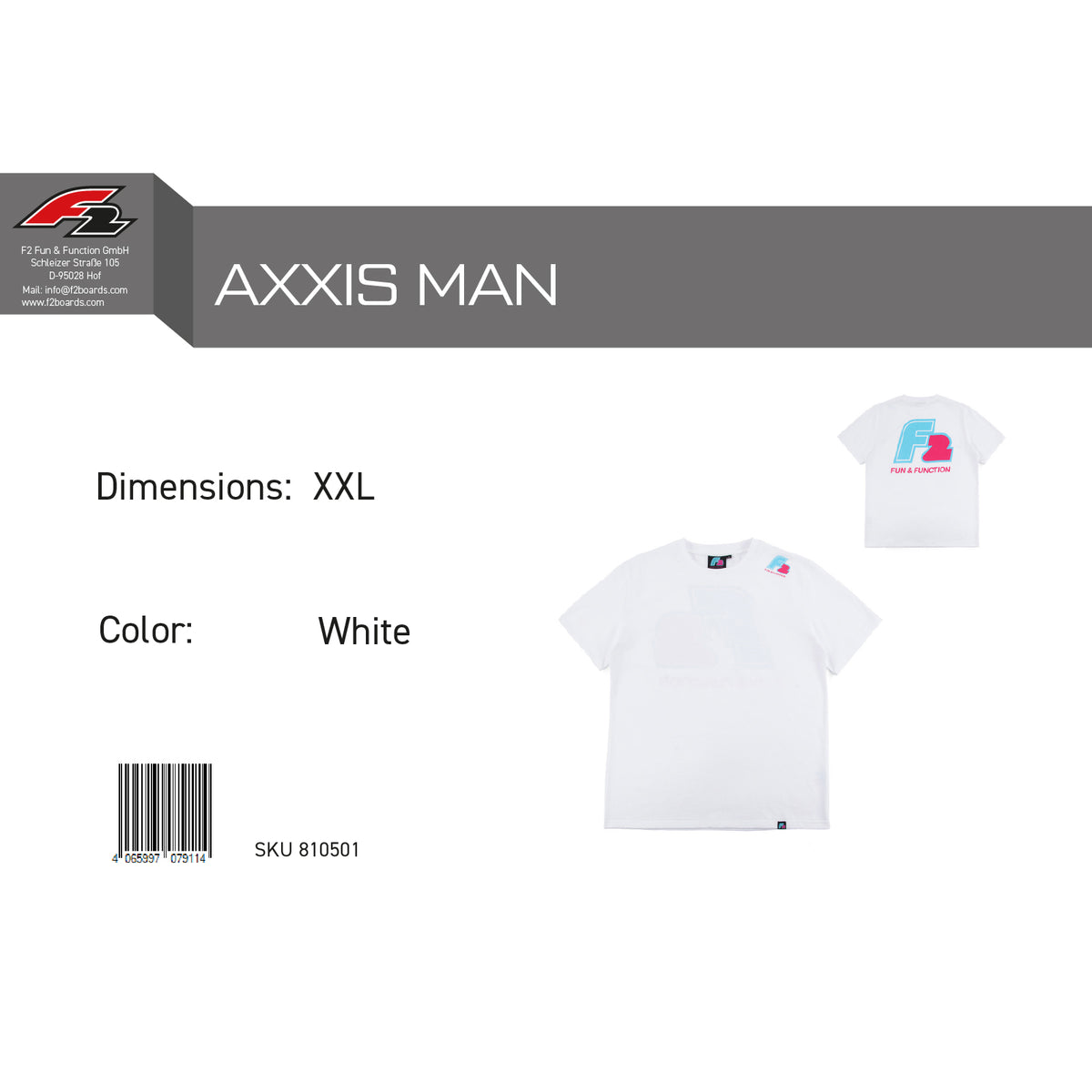 F2 Retro T-Shirt Axxis Unisex T-Shirt White - Size selectable
