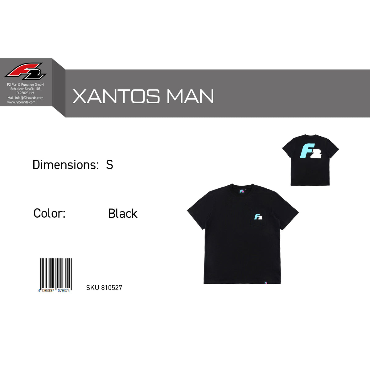 F2 Retro T-Shirt Xantos Unisex Tshirt Schwarz - Größe wählbar
