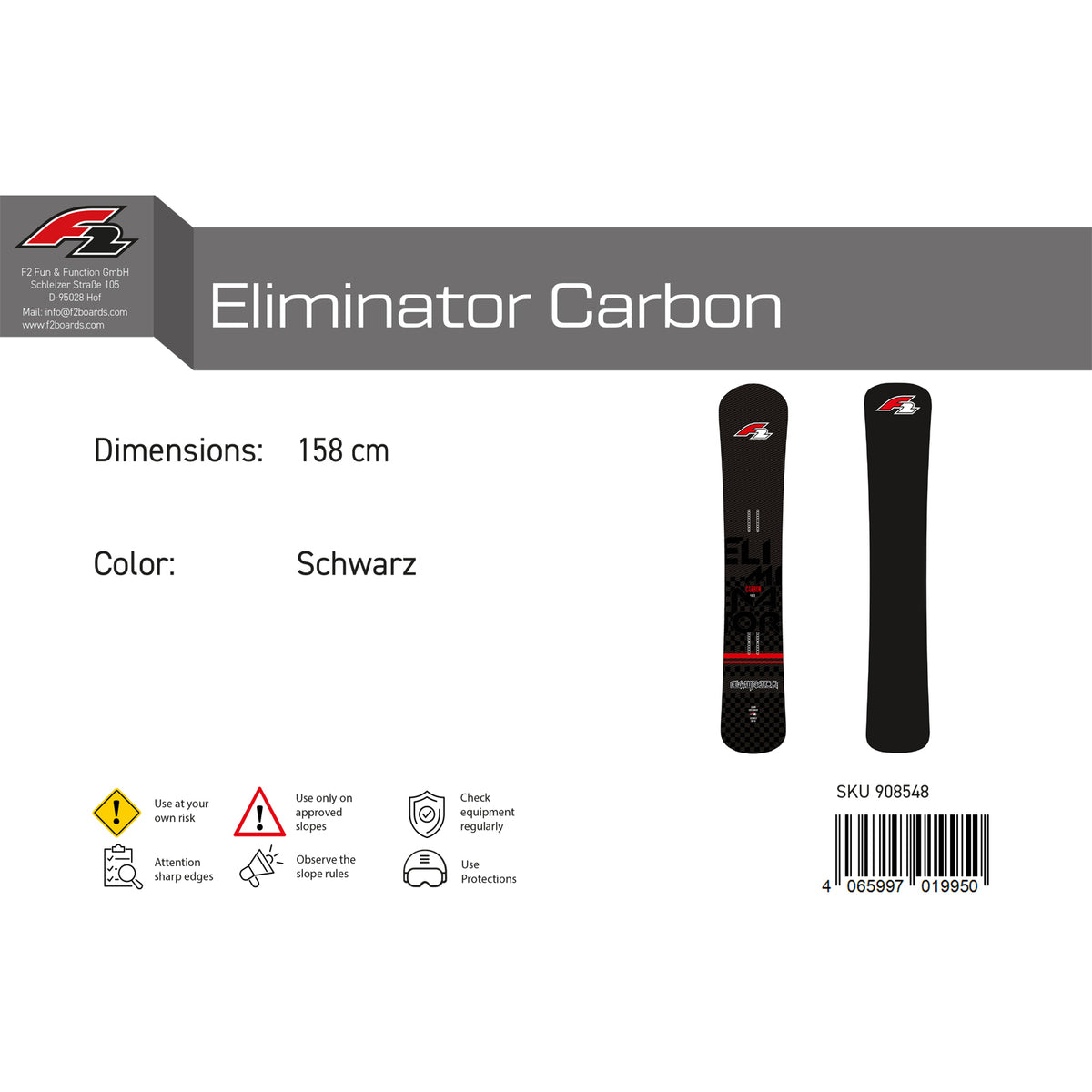 F2 Snowboard Eliminator Carbon Race Größe wählbar Schwarz 2023/24