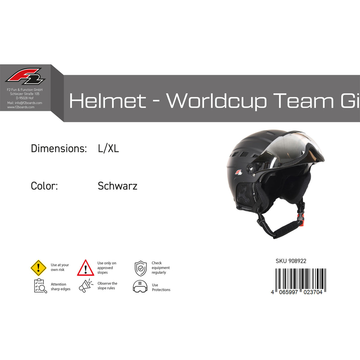 F2 Damen Snowboard Helm Helmet - Worldcup Team Girl Farbe/Größe wählbar