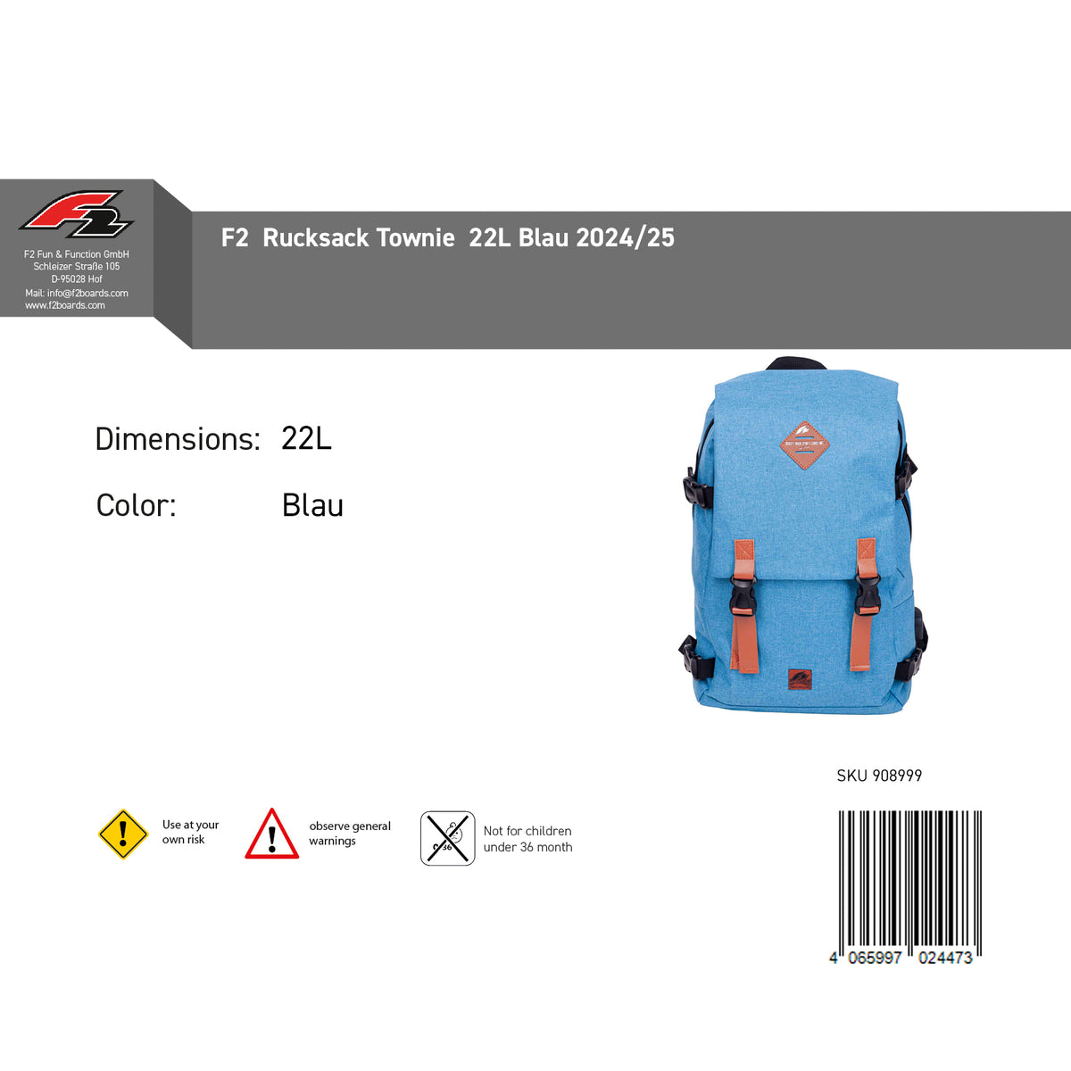 F2 Rucksack Townie 22L Farbe wählbar