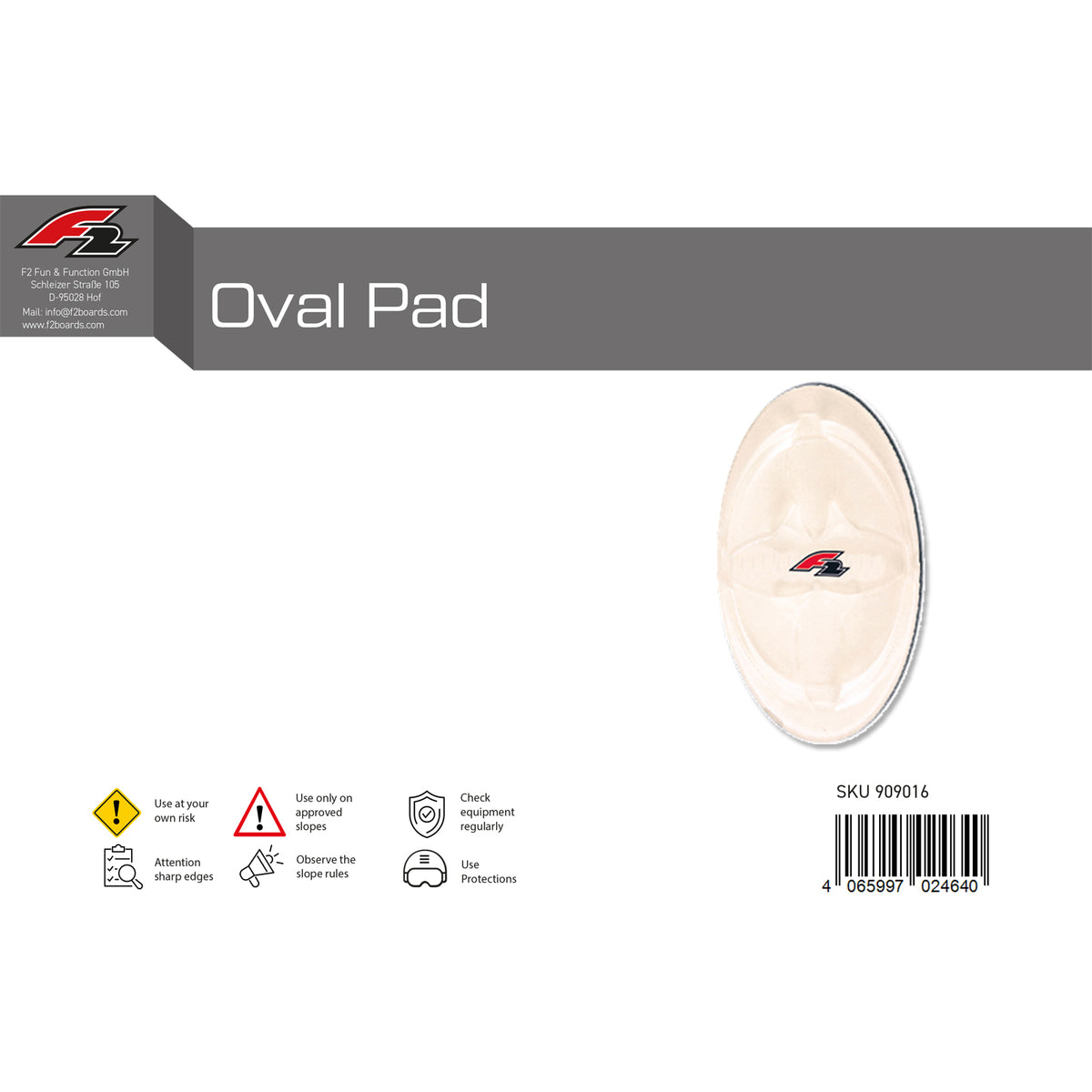 F2 Snowboard Pads Oval Pad