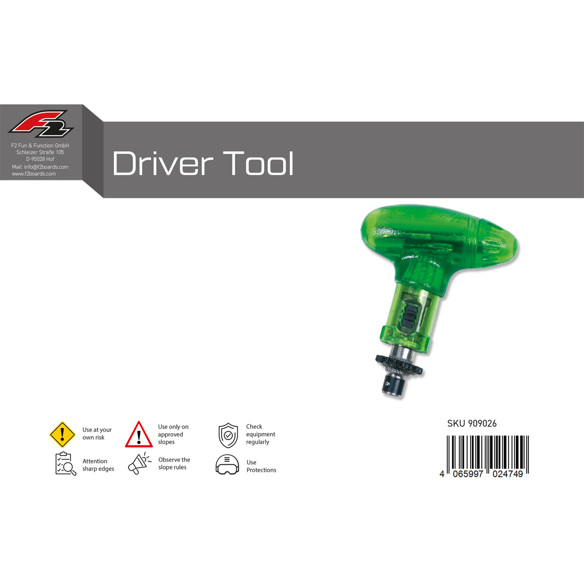 F2 Snowboard Driver Tool Screwdriver Green