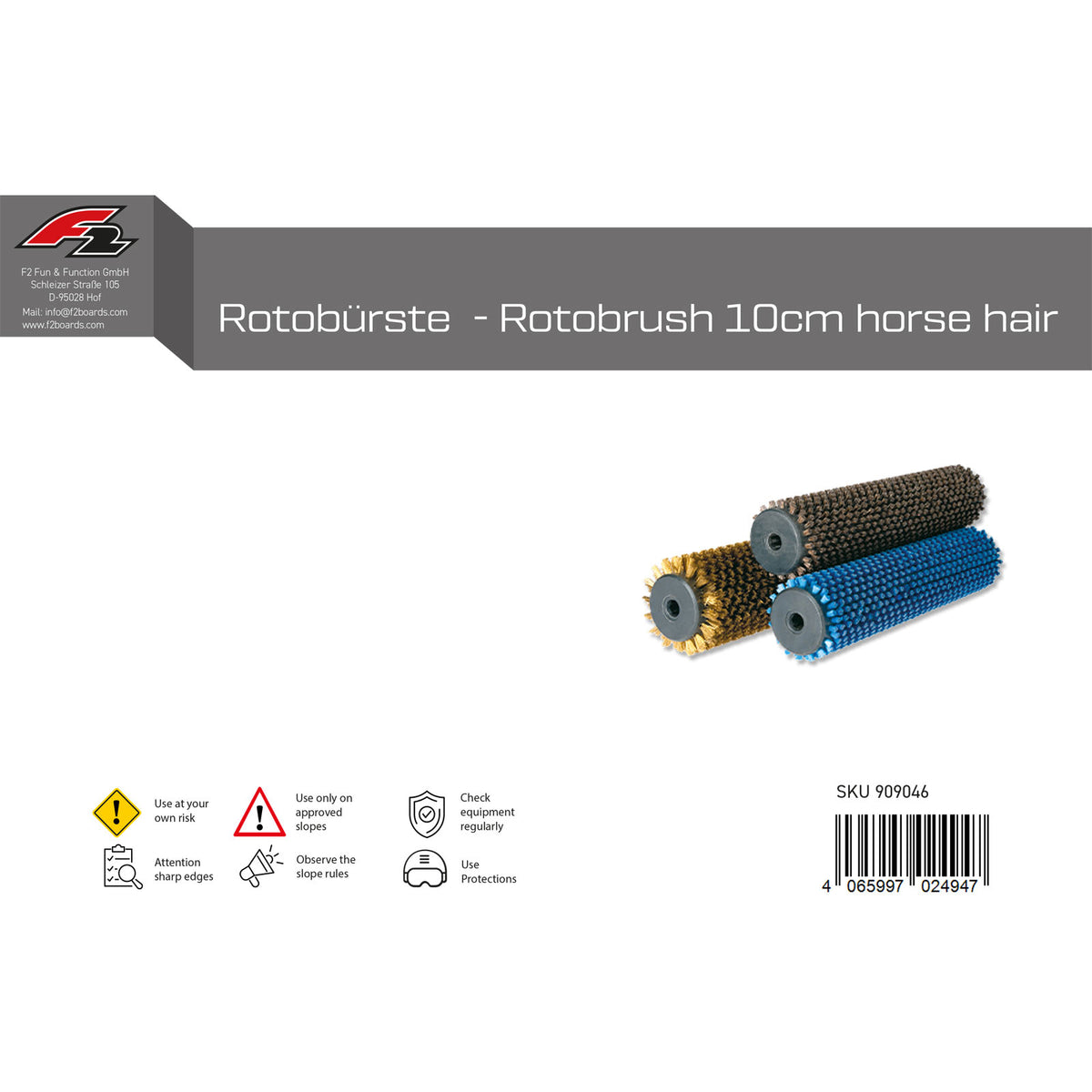 F2 Snowboard Brush Rotobrush - 10cm Horsehair
