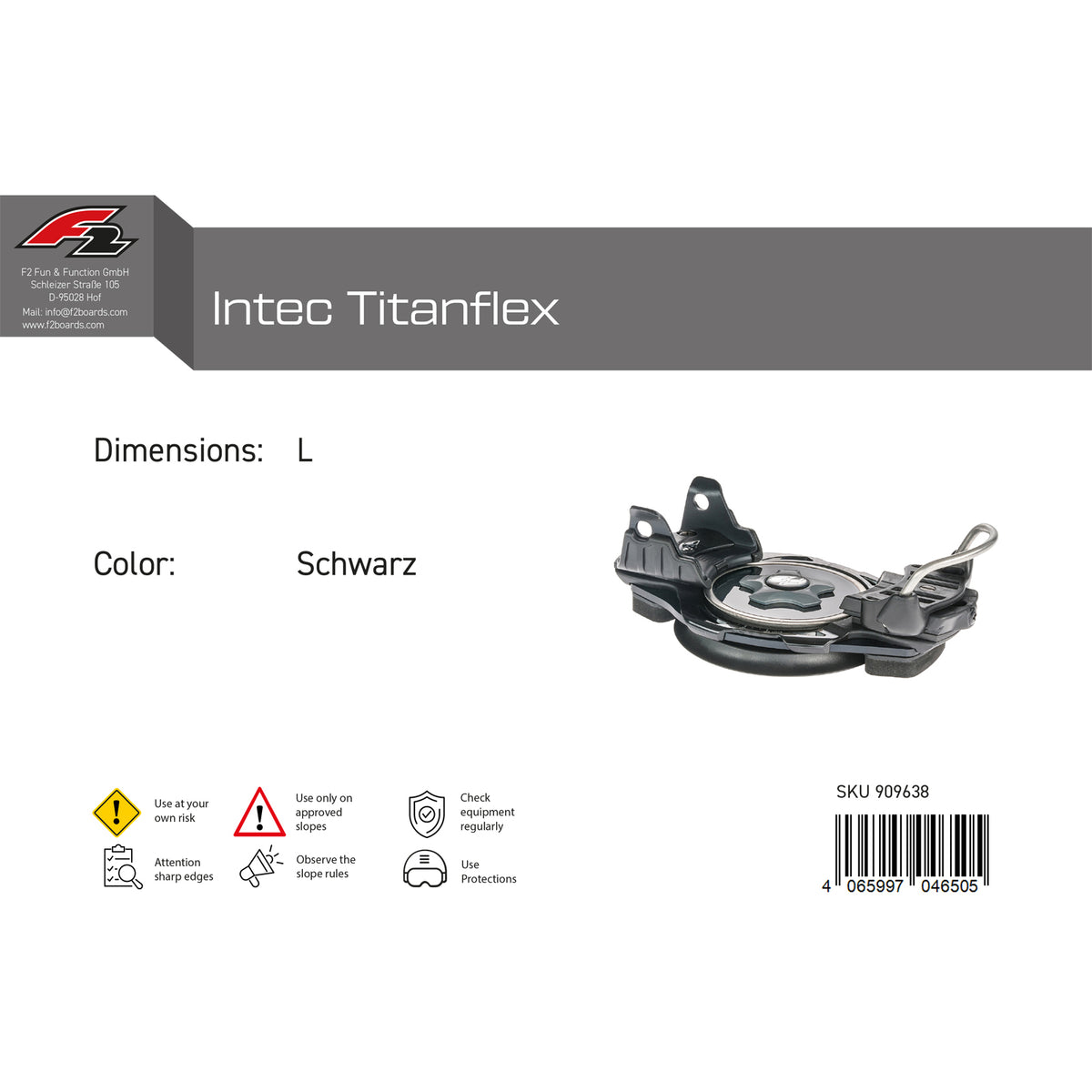 F2 Snowboard Plate Binding Intec Titanflex, color/size selectable