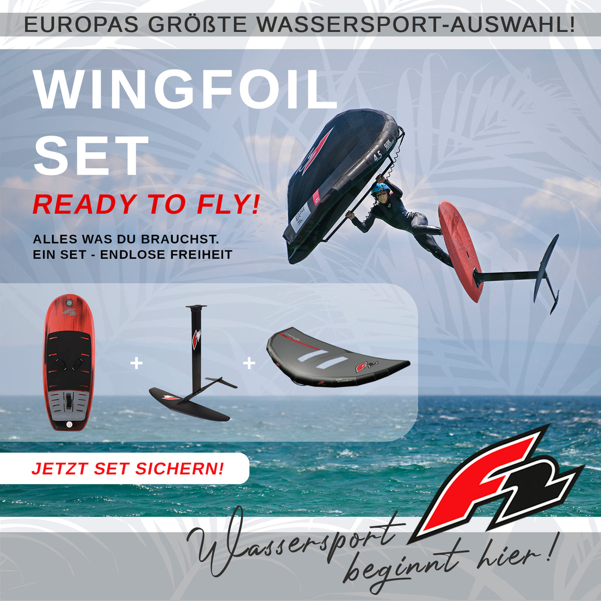 F2 Set Glide Cross Air + LTD Allround Foil + Glide Allround Wing Größen wählbar