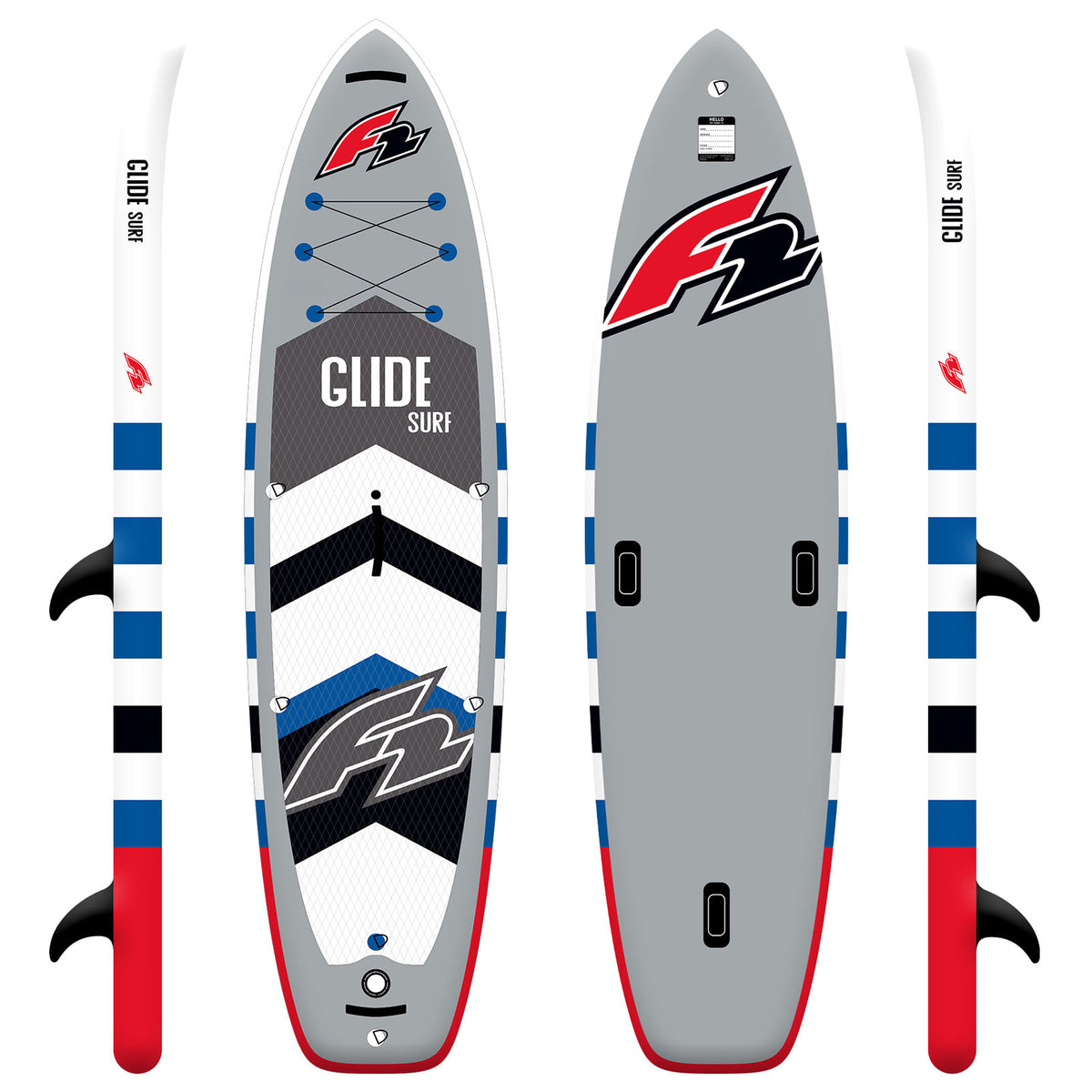 F2 SUP Stand Up Paddle Board Glide Surf 10'2''/10'8"/11'7" selectable Grey