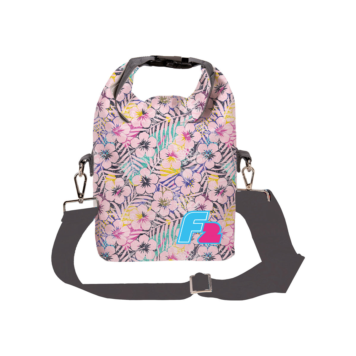 F2 Retro Kauai Hibiskus Tasche Drybag 5L Rosa