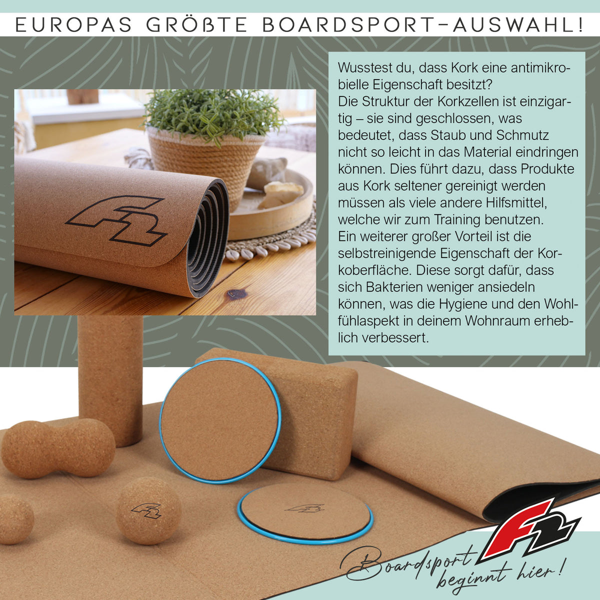 F2 The Ultimate - Yoga Set 8-piece, many accessories such as yoga mat, cork balls and much more.