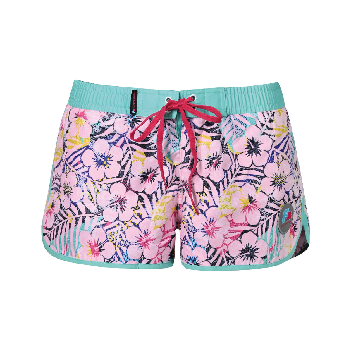 F2 Retro Boardshorts Swim Hibiscus Women's Swim Shorts Short - Size selectable