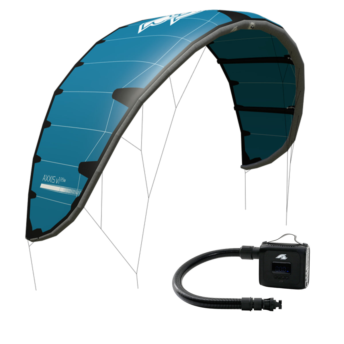 F2 Kite Axxis mit E-Pumpe Zetta - Größe wählbar Blau