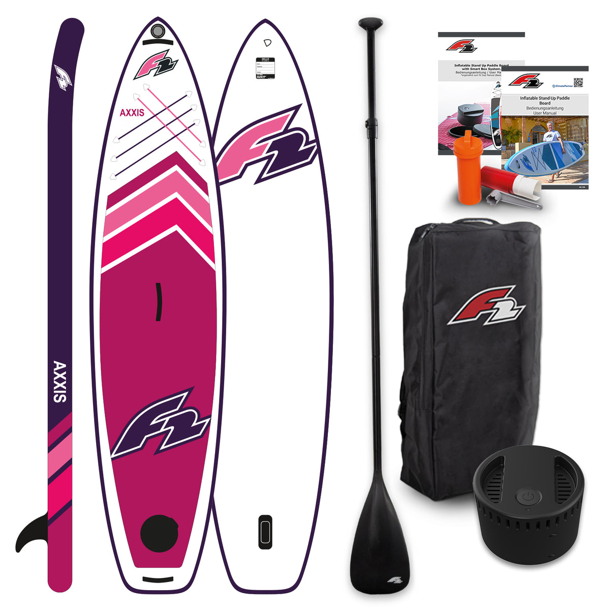 F2 Stand Up Paddle Board AXXIS SMART Women's SUP with E-Pump, size selectable