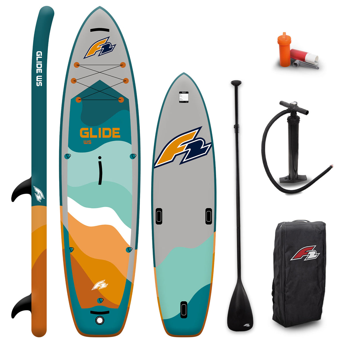 F2 Set SUP Glide 10'2 with Checker windsurf sail complete set, sizes selectable