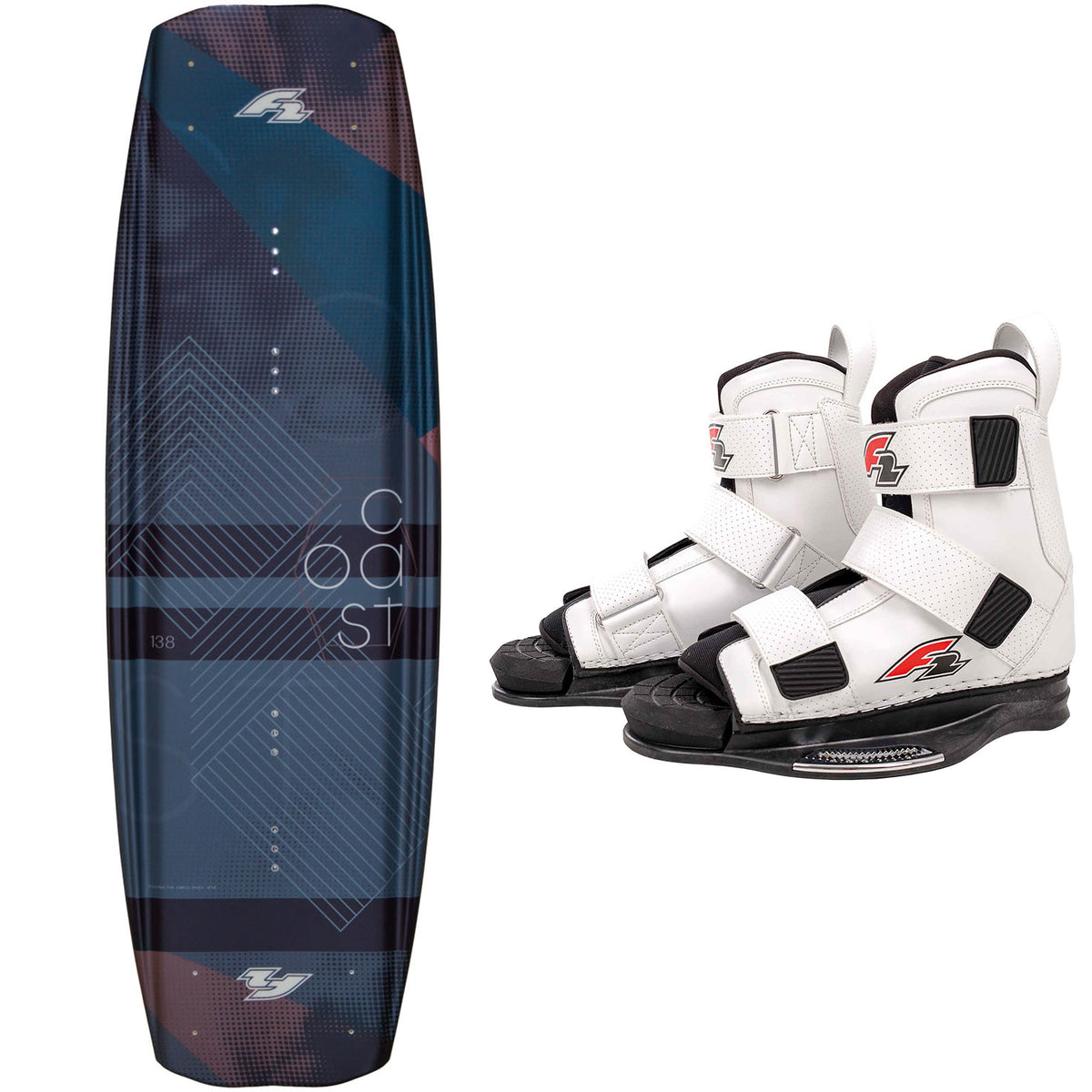F2 Set Wakeboard Coast Petrol 138cm mit Wakebindung Team Boot L/XL