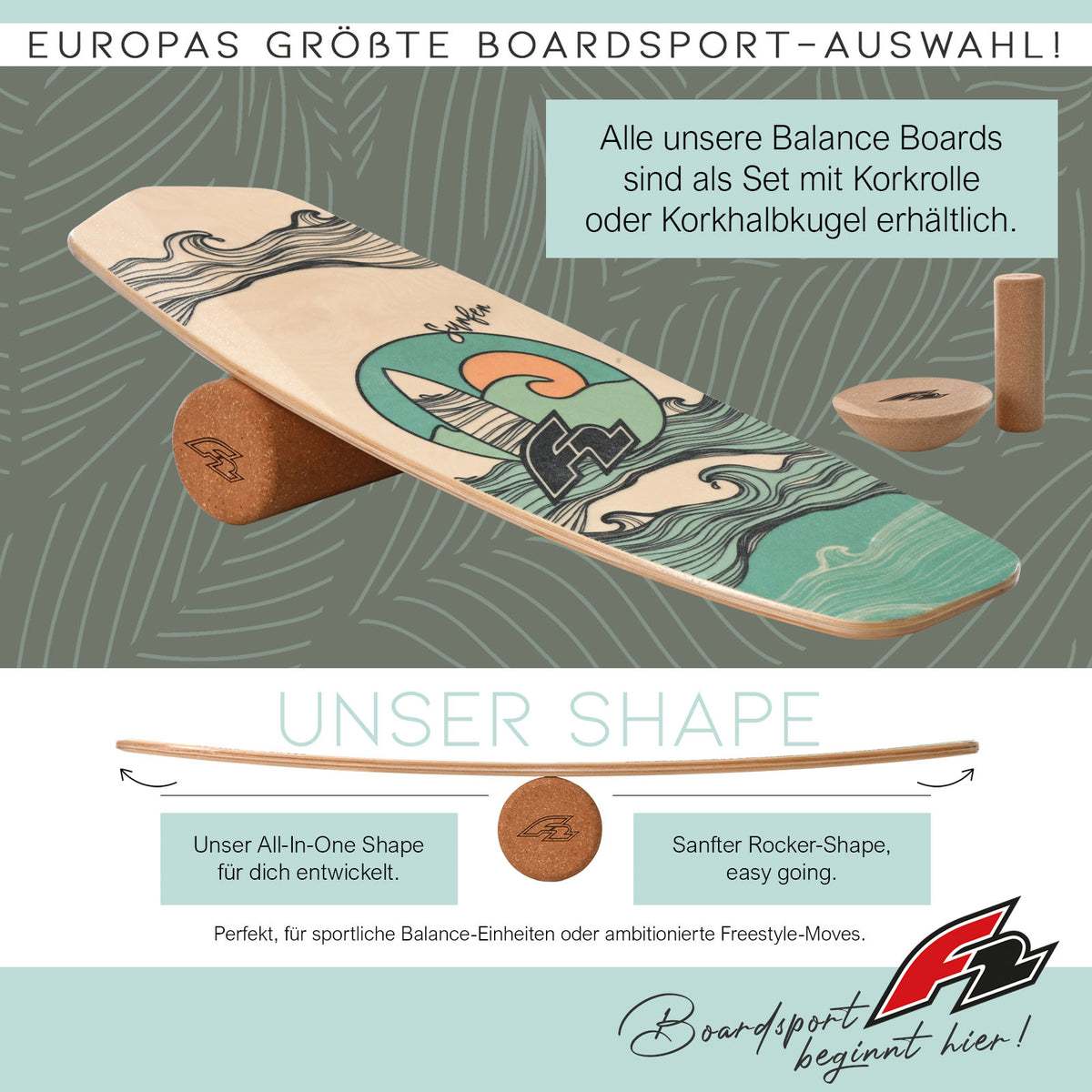 F2 Balance Board Set with cork roller complete set, model selectable