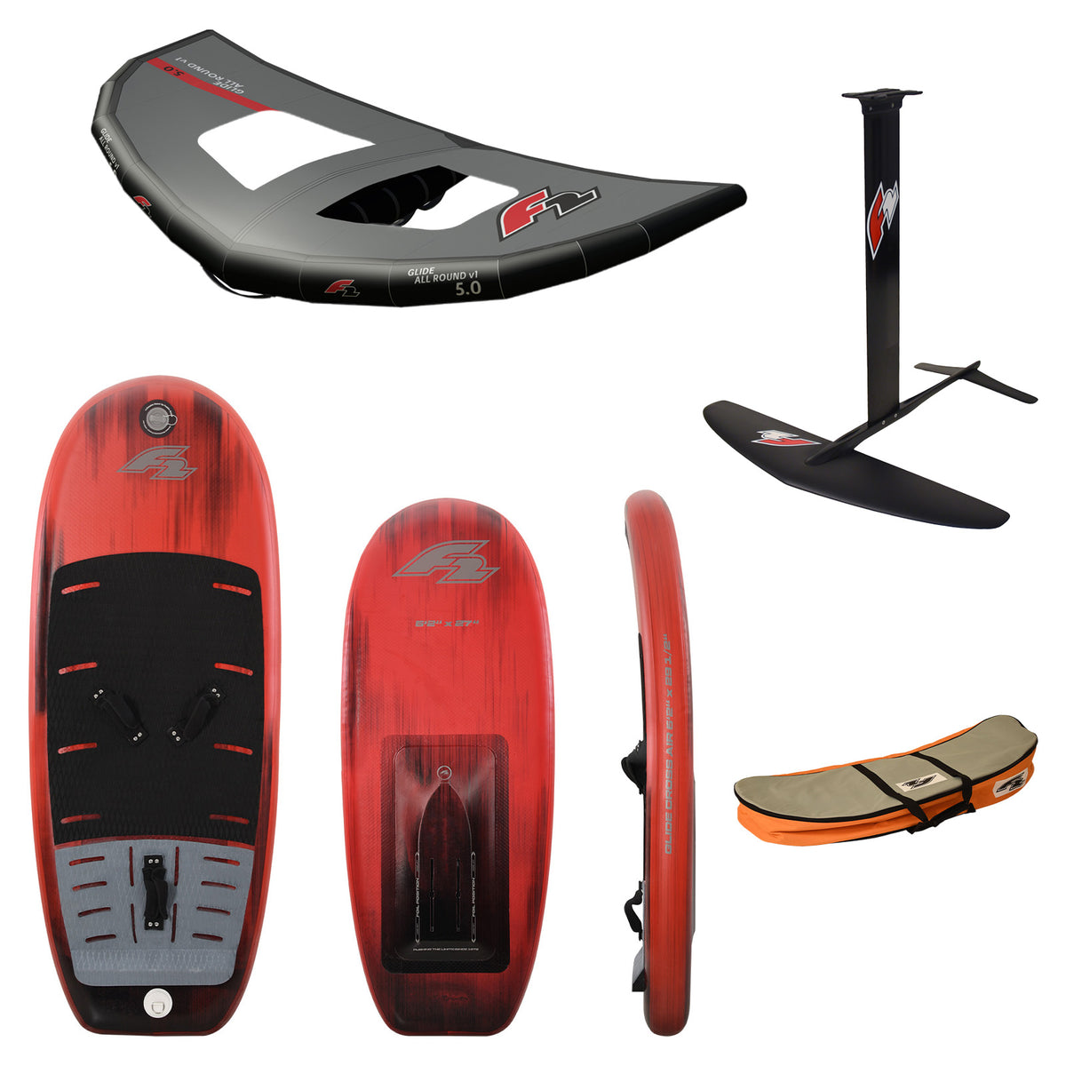 F2 Set Glide Cross Air + LTD Allround Foil + Glide Allround Wing Größen wählbar