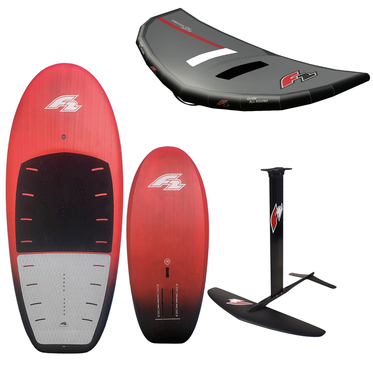 F2 Set Foilboard Glide Strato Team + Alu Limited Foil + Allround Wing Complete Set Sizes selectable