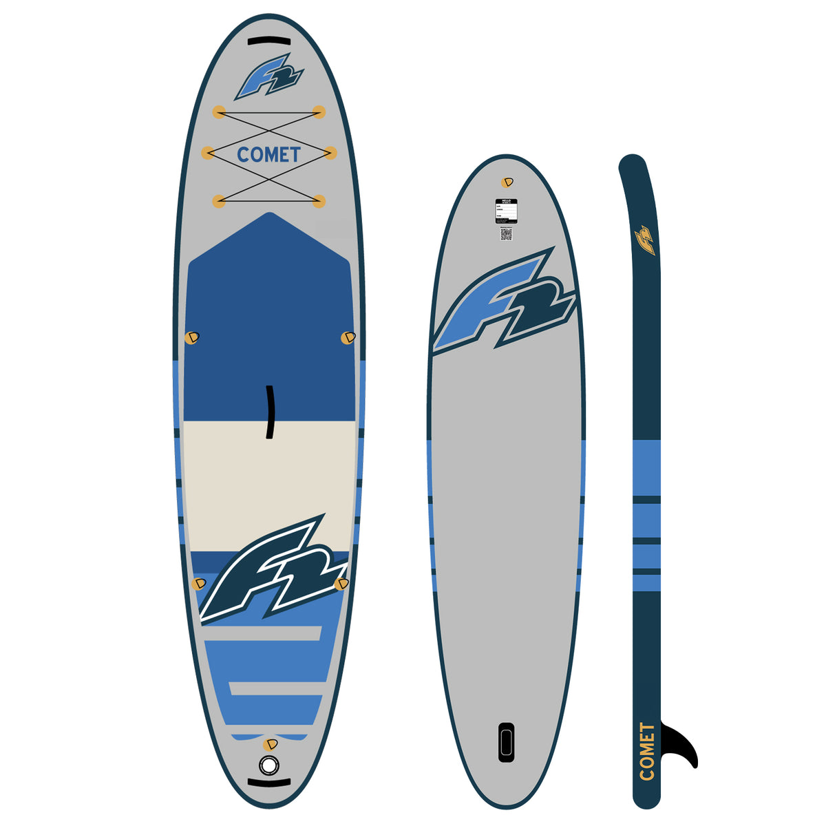 F2 SUP Stand Up Paddle Board Comet Grau - Komplettset Größen und Zubehör wählbar