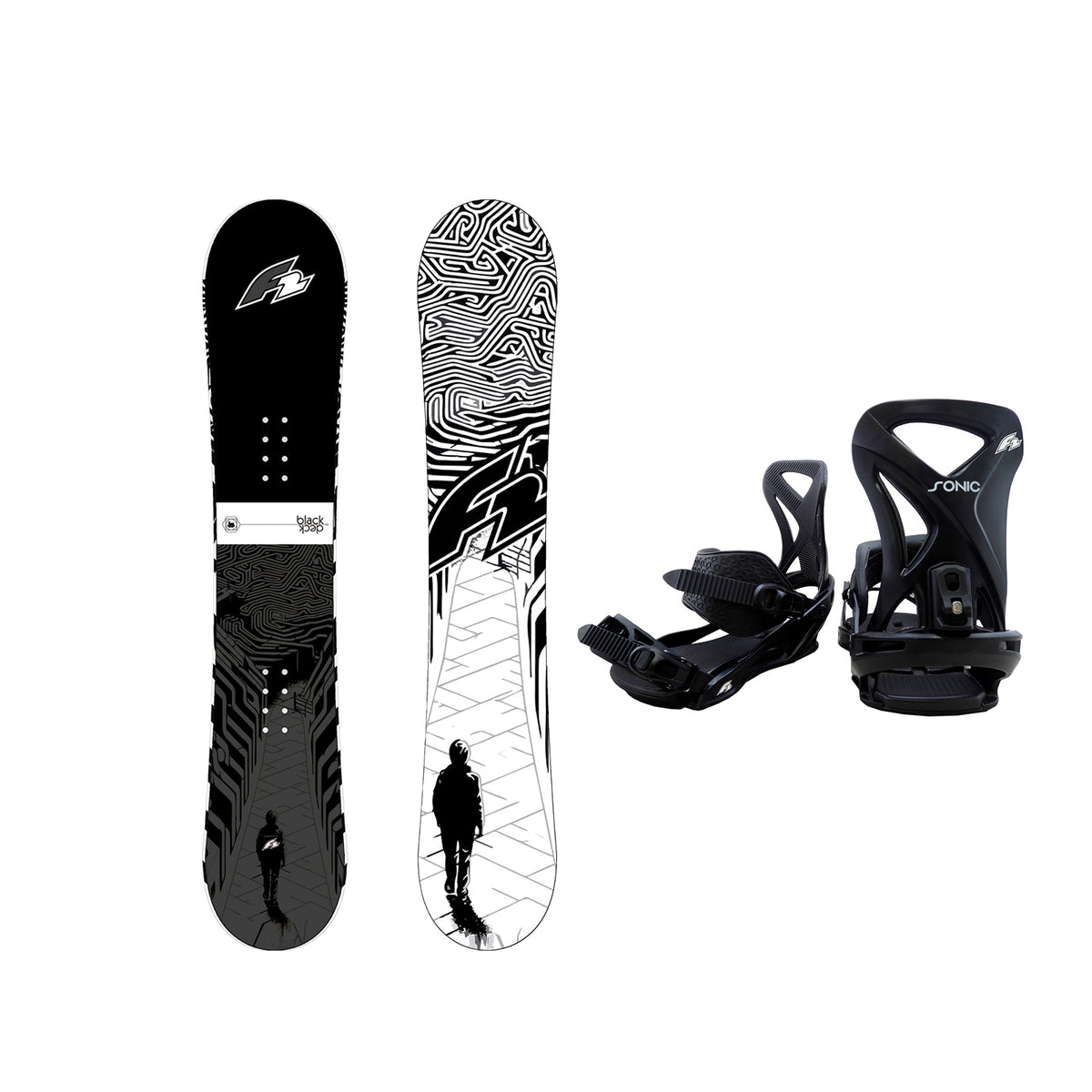 F2 Set Snowboard Blackdeck Schwarz/Weiss 154cm + Sonic Pro Bindung L