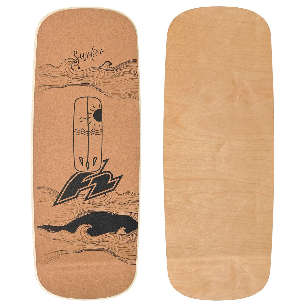 F2 Set Cork Balance Board Pill Flat Shape 80x30cm + Cork Roller