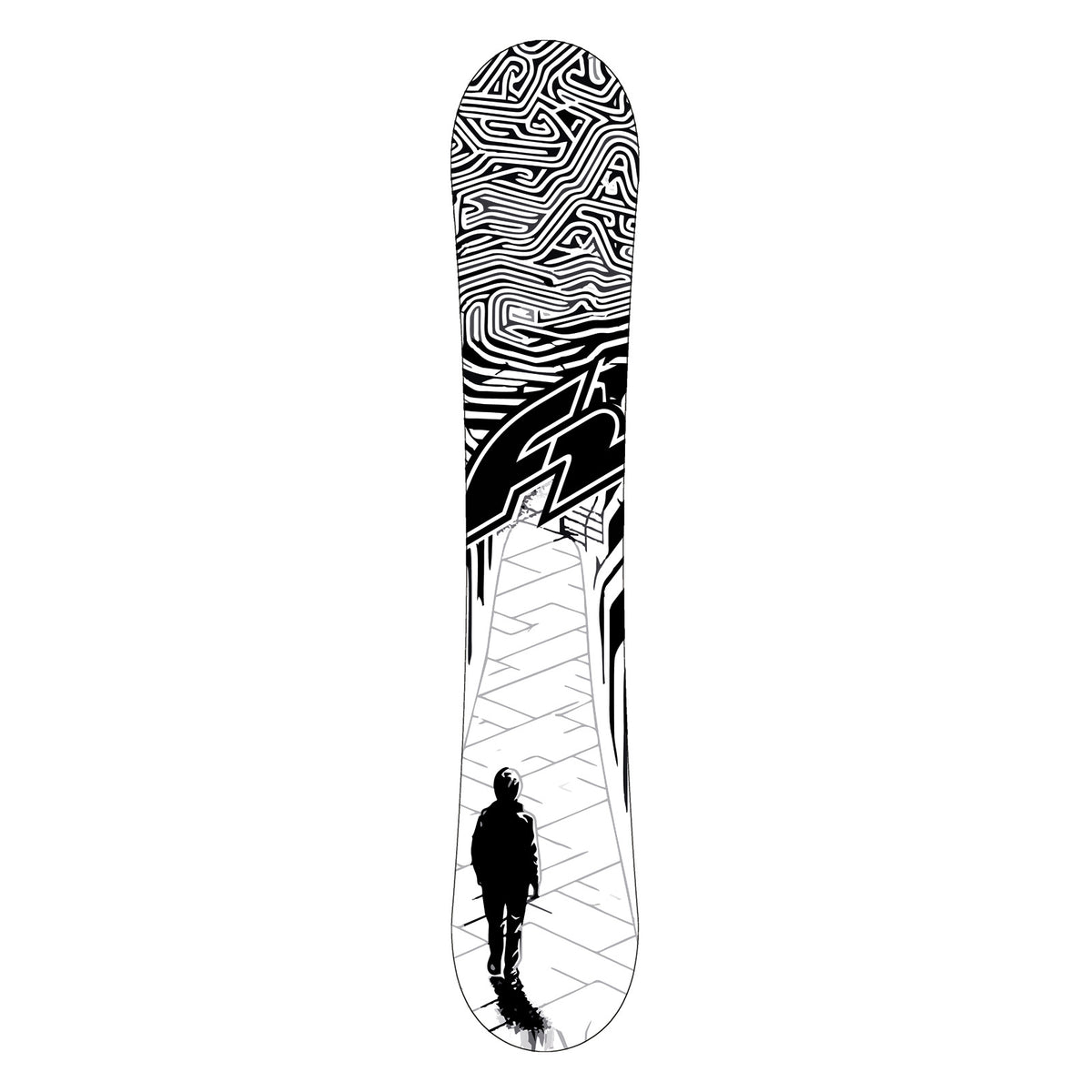 F2 Snowboard Black Deck Freeride/Freestyle Größe wählbar Schwarz 2025