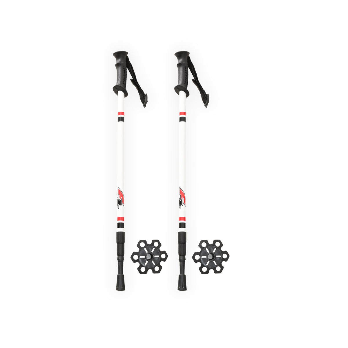 F2 Cross-Country Ski Poles Vario Pole Tour Adjustable 60-130cm White