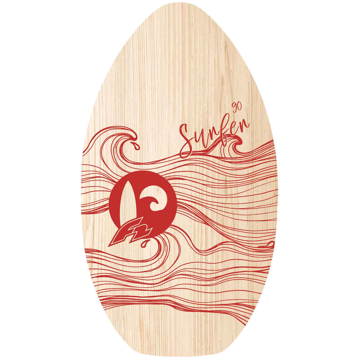 F2 Skimboard Wood Surfer model selectable (103cm Blue - 90cm Red)