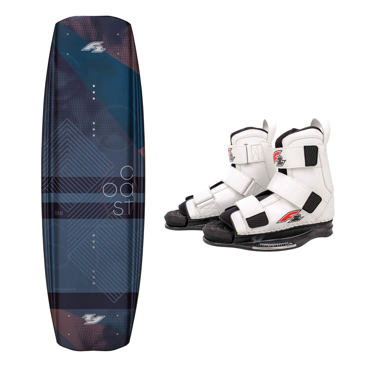 F2 Wakeboard Set Coast Petrol 144cm with Team Boot L/XL wakebinding