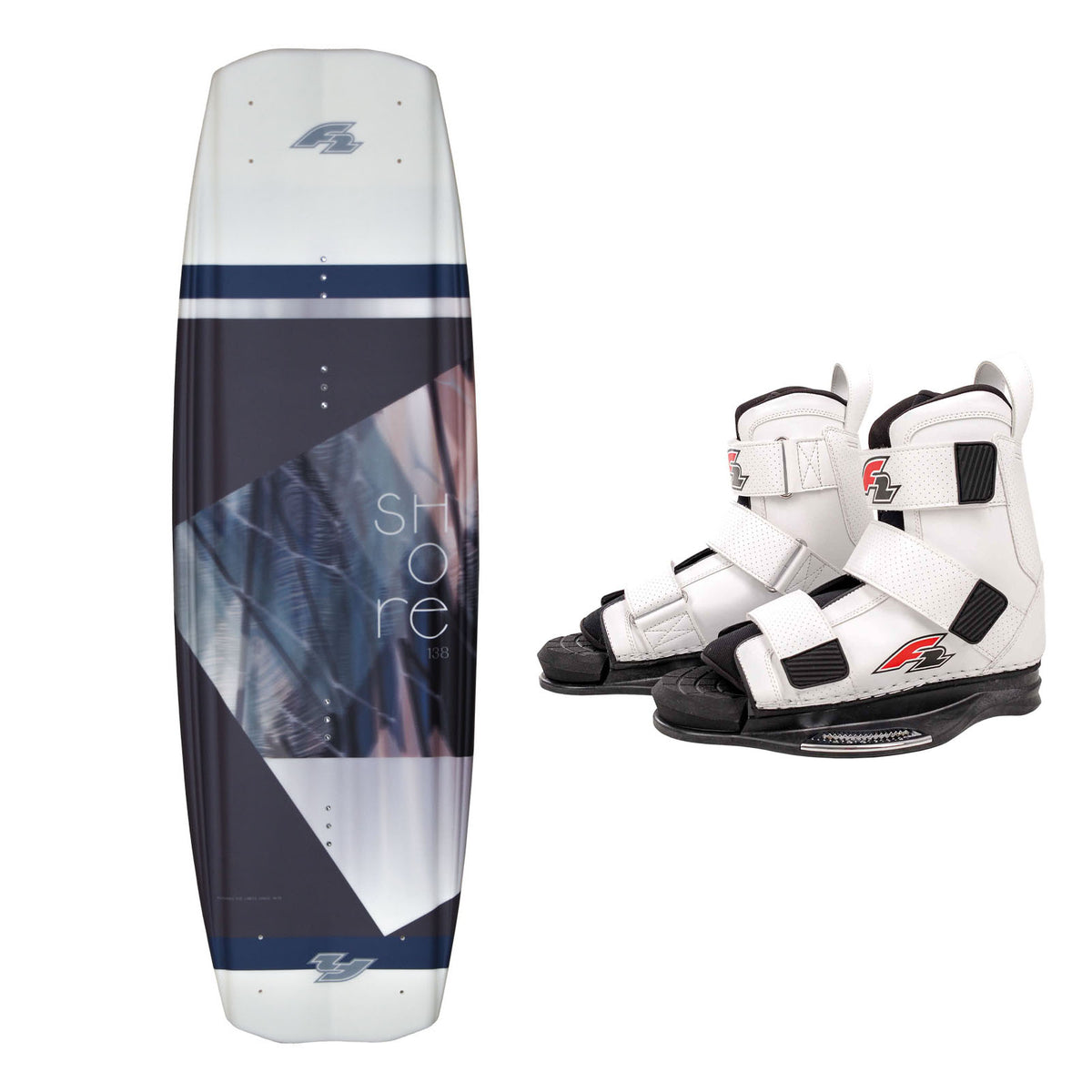 F2 Set Wakeboard Shore Brown 144cm with Team Boot Wakeboard Bindings L/XL