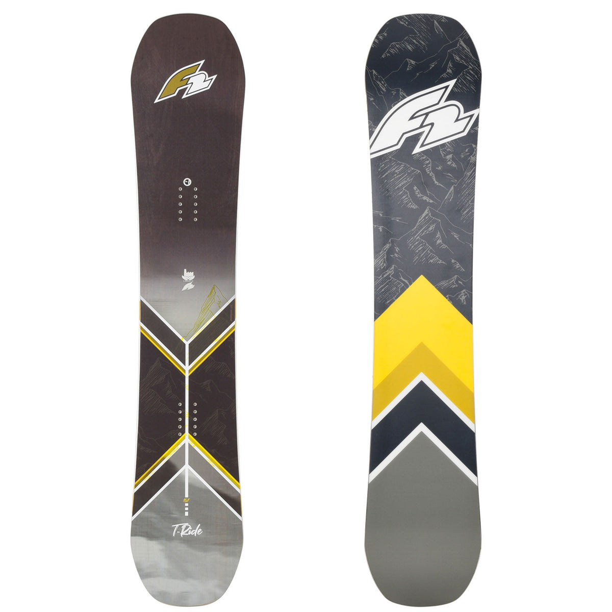 F2 Men's Snowboard T-Ride Wood Freeride Selectable Size Black/Grey 2023/24