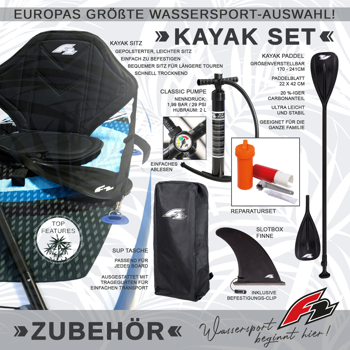 F2 Branded Stand Up Paddle Board Ocean LTD Red - sizes and accessories selectable