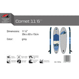 F2 SUP Stand Up Paddle Board Comet Grau - Komplettset Größen und Zubehör wählbar