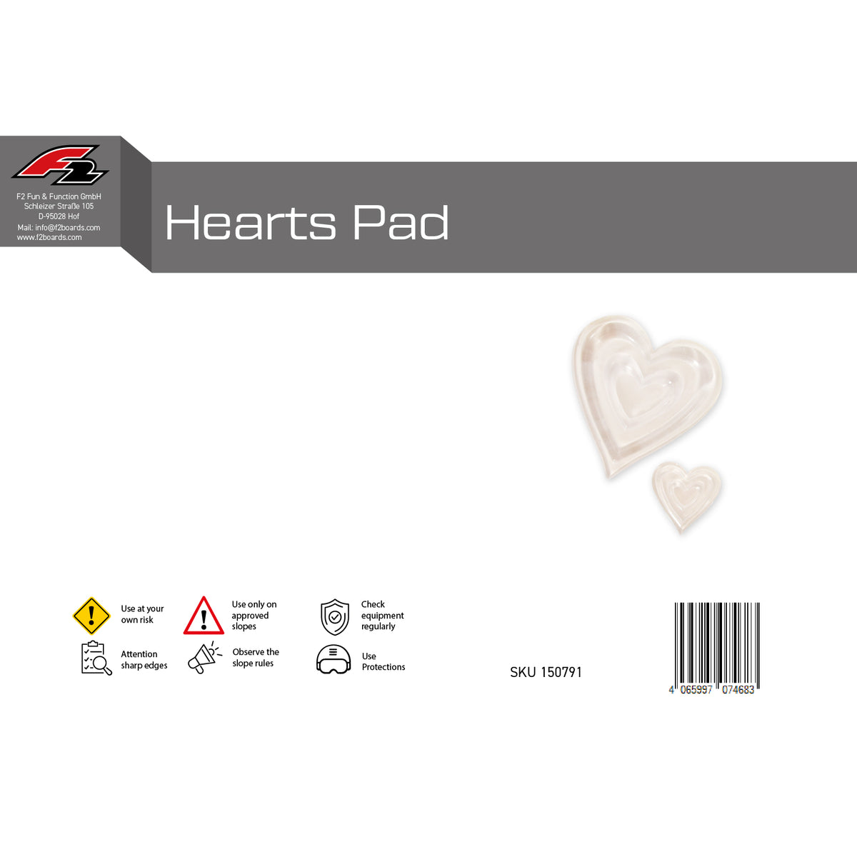F2 Snowboard Pads Elfgen Pad One Size - Shape selectable