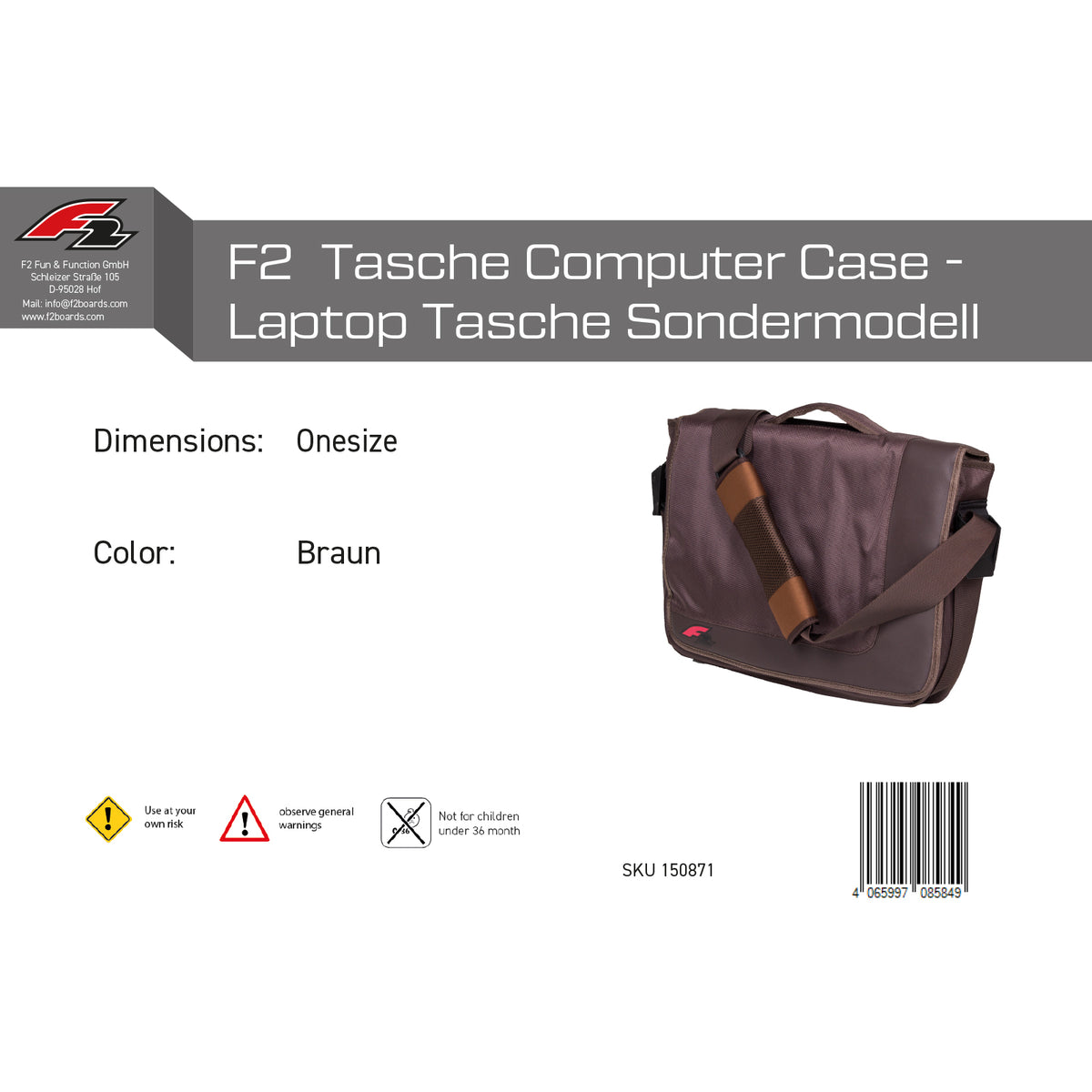 F2 Bag Computer Case - Laptop Bag Special Edition One Size Brown