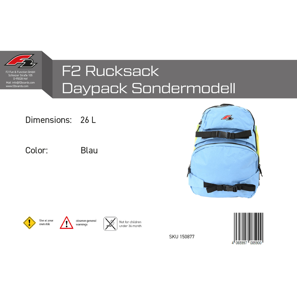 F2 Rucksack Daypack Special Edition 26L Blue