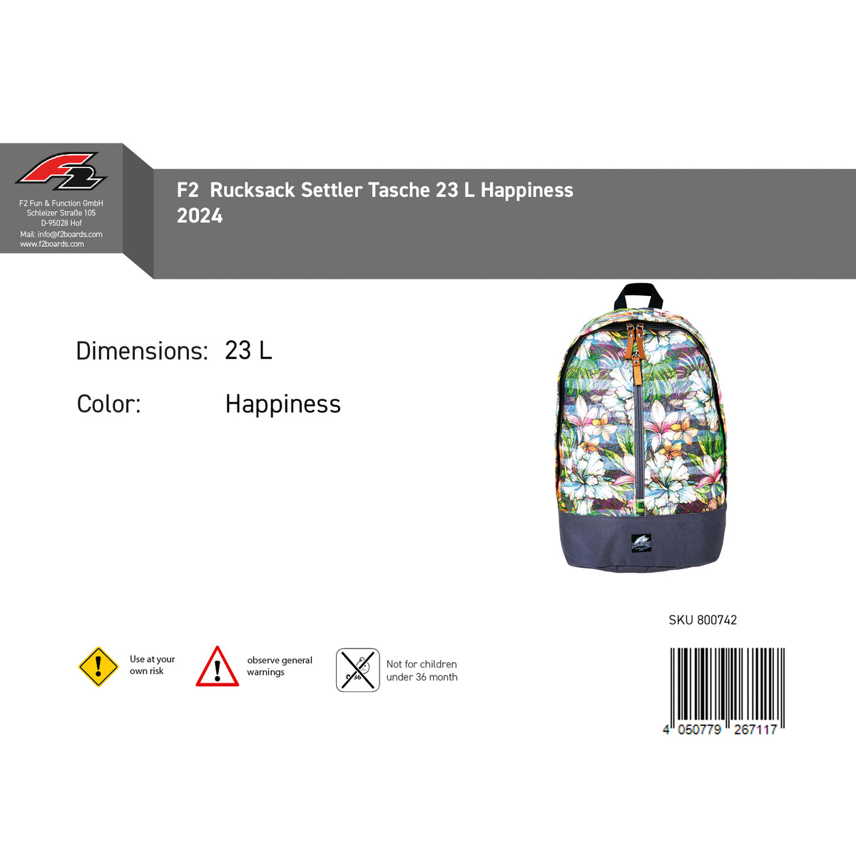 F2 Settler Backpack Bag 23 L Happiness