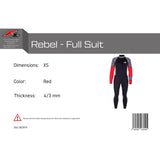 F2 Men's Rebel Neoprene Wetsuit - Full Suit 4/3 mm color/size selectable